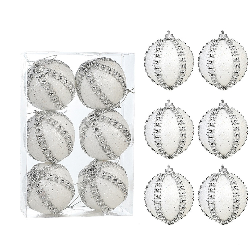 6 stuks witgoud schuim kerstballen hanger onbreekbaar handgemaakte kerst hangende ballen herbruikbaar: Deep Sapphire