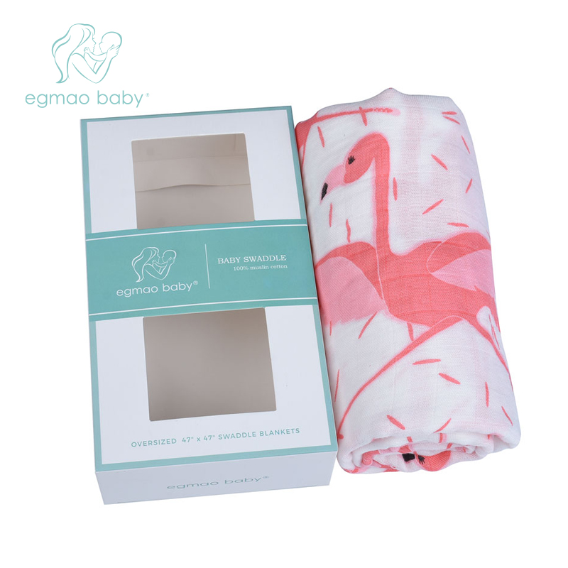 Baby produFlamingo Organic Baby Swaddle Muslin Bamboo Cotton Baby Blanket Diapers Envelope For Discharge Newborns Wrap Bedding