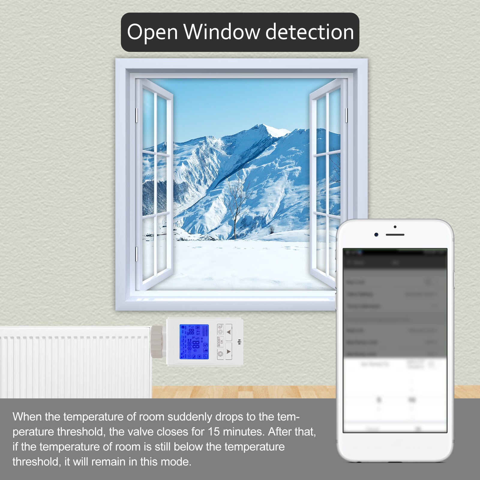 HY369 LCD Digital Screen TRV Thermostatic Radiator Valve Intelligent Temperature Control Heating Thermostatics Radiator Valve