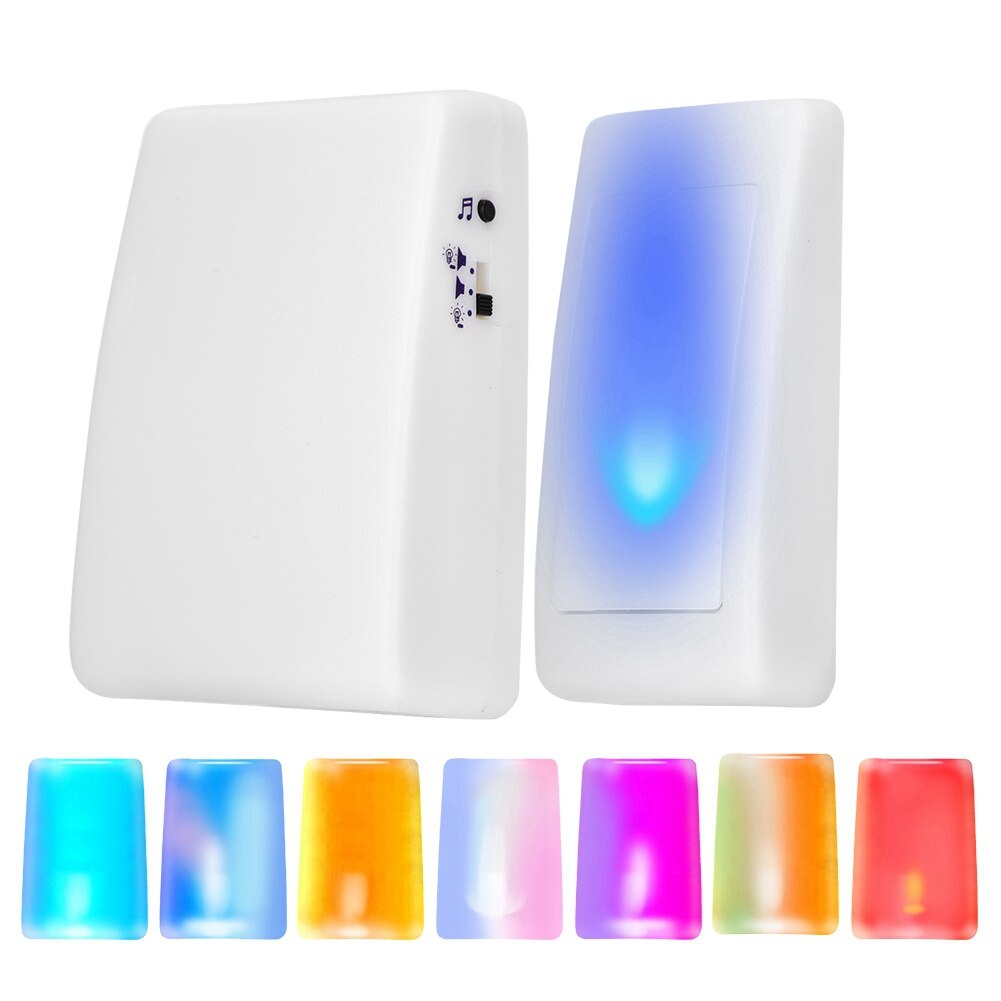Timbre de puerta inalámbrico con 3 modos de funcionamiento, transmisor de 3 modos de trabajo, luces de 7 colores, receptor de timbre para ancianos y sordos