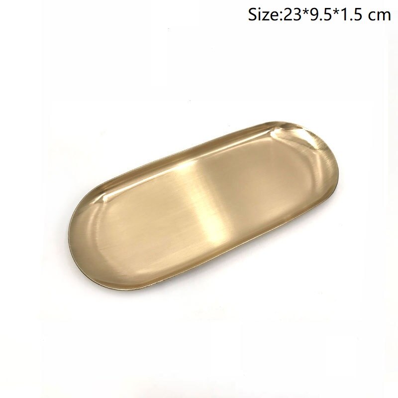 Färgglad metallförvaringsbricka guld oval prickig fruktfat smycken örhänge display fat dessert bröd tallrik kök bar porslin: B-gul koppar