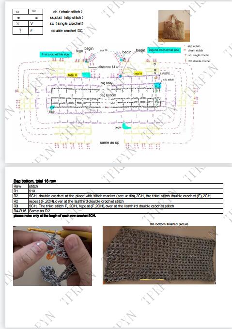 Bag Crochet Kit with yarn DIY hole Shoulder Bags kits beginner Handbag Knitting Crocheting set with material pattern vedio