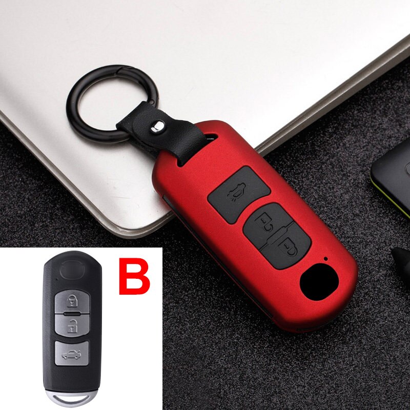 ABS+Silicone Car Remote Key Case Fob Cover For Mazda 2 3 6 Atenza Axela CX-3 CX3 CX-5 CX5 CX 5 CX7 CX8 CX9 MX5: B Red