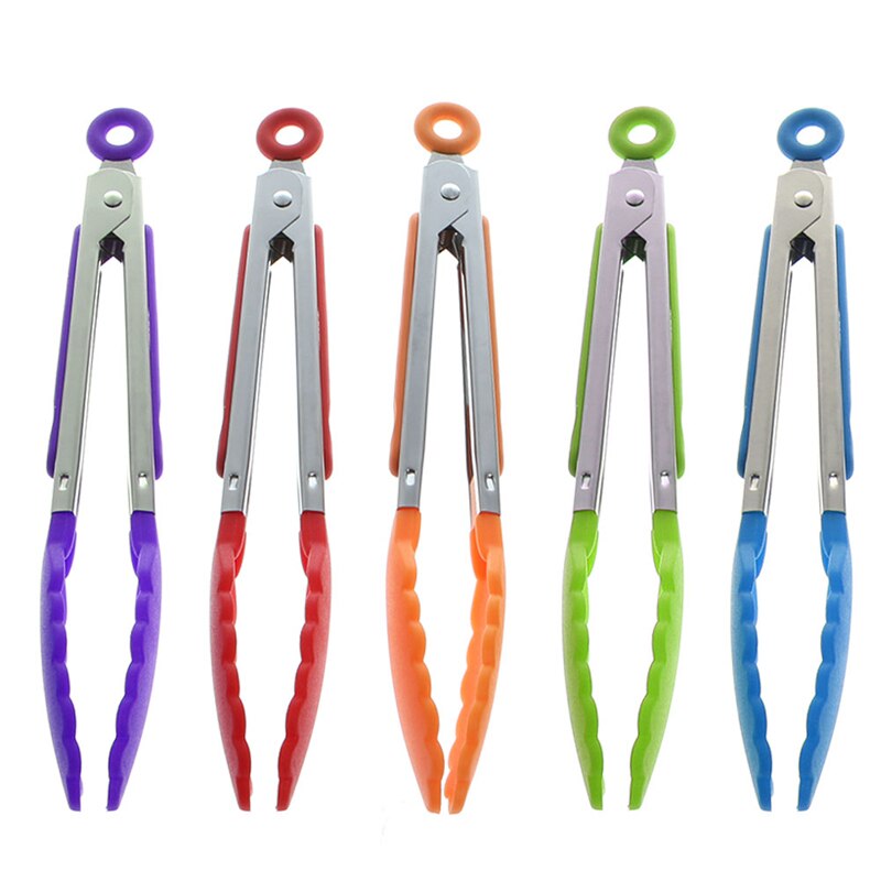 1pc siliconen kook- en serveertangen voor barbecues, roestvrijstalen  y5le