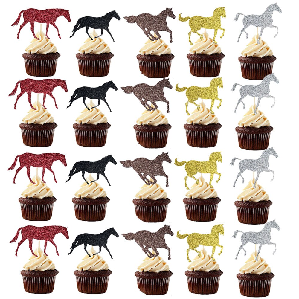 40 sztuk koń Cupcake wykaszarki wyścigi konne ciasto wykaszarki koń akcesoria z motywem przyjęcia urodzinowego Kentucky derby ciasto dekoracje