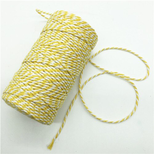 100 m/roll Kleurrijke DIY 2ply Bakers Roze String Katoenen Koorden Touw voor Home Decor Handgemaakte Kerst Cadeau Verpakking ambachtelijke Projecten: Yellow-white