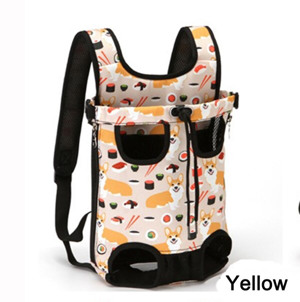 Rugzak huisdier draagtas reis draagbaar handvat voor op de borst voor hond kat huisdier canvas denim tas: Geel / M