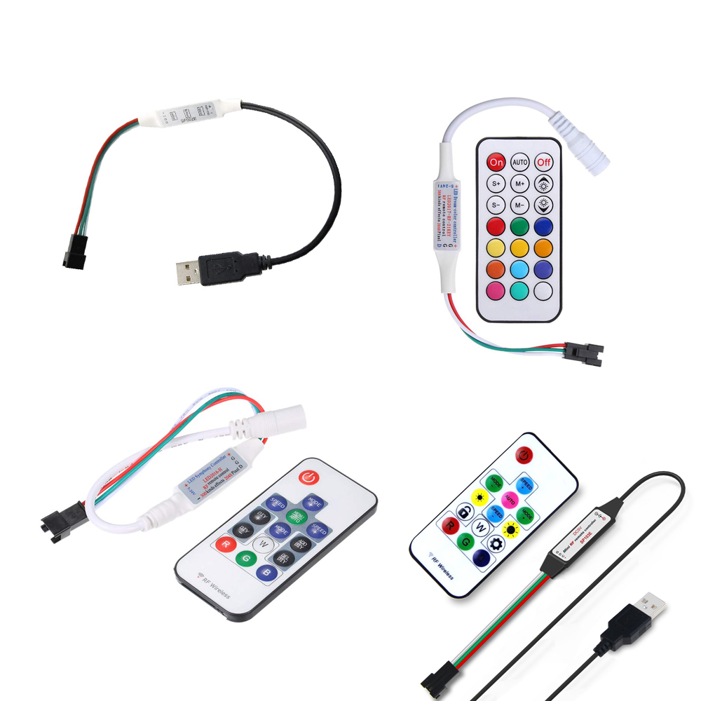DC USB Pixel Remote Controller Mini 3key RF 14key 17key 21key remote For ws2811 WS2812B SK6812 Pixels Full Color led Strip light