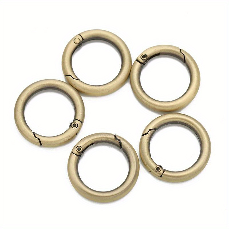 Anillo redondo de Metal de 5 piezas, llavero con hebilla de resorte, joyería artesanal que se puede abrir, mosquetón redondo, broche para bolso: 6 # / Plata antigua