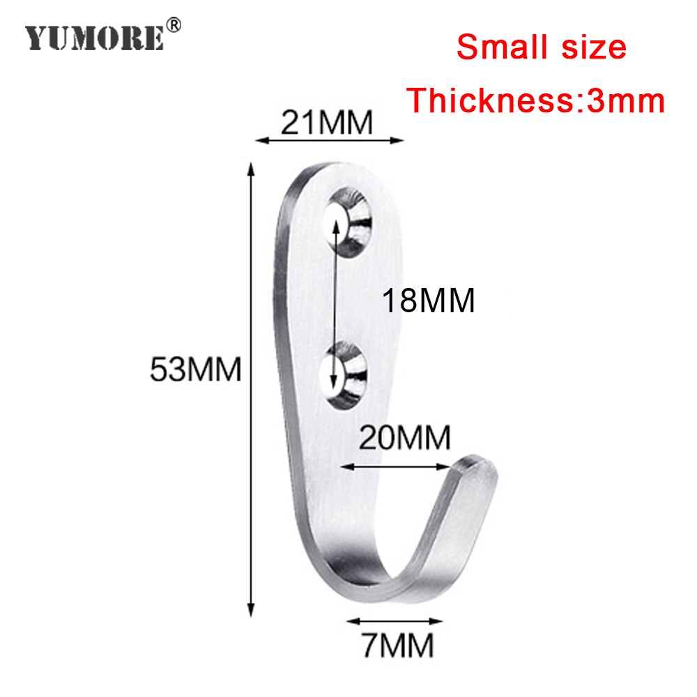 Yumore 20Pcs Muur Haak Kleding Tas Hanger Haak Voor Badkamer Jas Handdoek Roestvrij Keys Hanger Bad Accessoires Keuken Hardware: Small 3mm