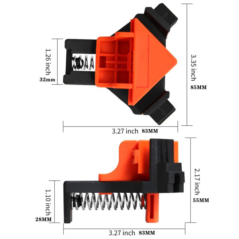 4 Stuks 90 Graden Hoek Klem Verstelbare Enkele Handvat Lente Geladen Rechte Hoek Klem Swing Houtbewerking Clip Clamp Tool