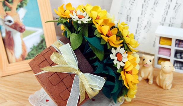 Fieltro Diy brillante girasol flor ramo Kit de fieltro de tela no tejida de costura DIY conjunto fieltro Material para manualidades