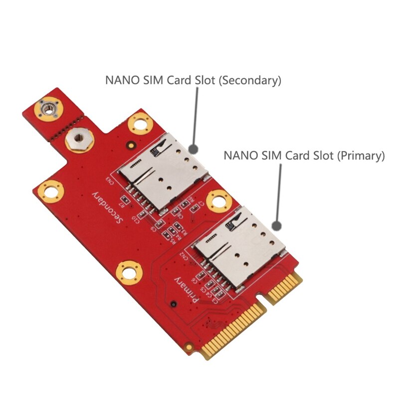 M.2 Key B to Mini PCI-E Adapter with Dual NANO SIM Card Slot for 3G/4G/5G Module
