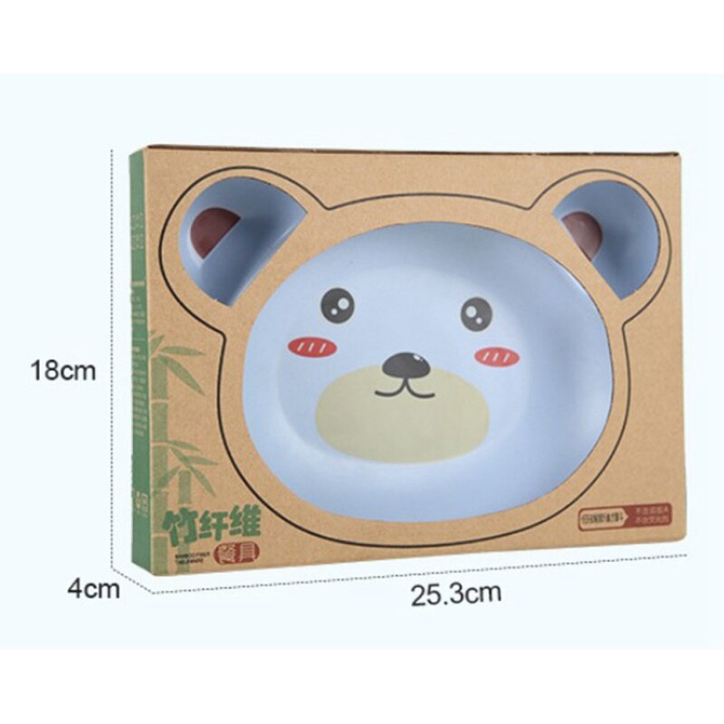 3 Stks/set Milieuvriendelijke Bamboe Fiber Baby Gerechten Animal Bear Servies Set Voor Kids Peuter Servies Voeden Vork Lepel Plaat