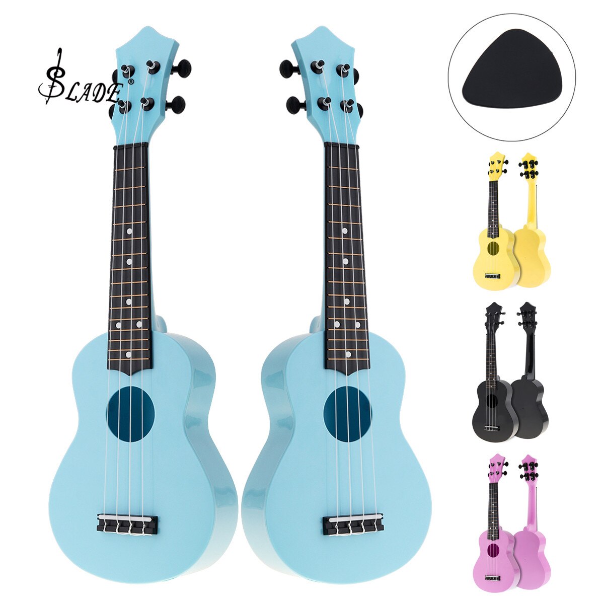 Ukelele acústico Soprano de plástico de 21 pulgadas, instrumento de 4 cuerdas, Guitarra Hawaiana para niños y principiantes en música