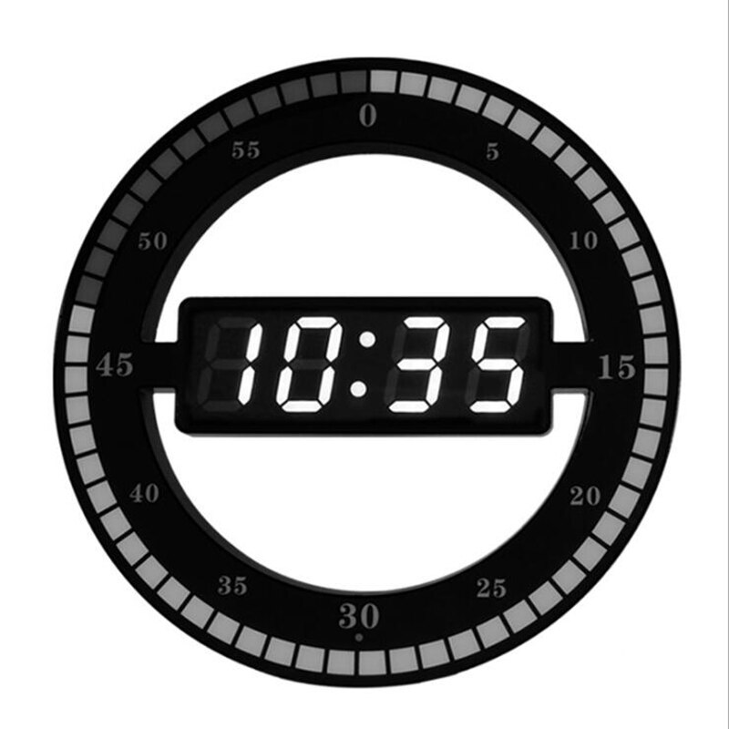 3D LED Digital Wall Clock Electronic Night Glow Round Wall Clocks Automatically Adjust Brightness Desktop Clock EU Plug: Default Title