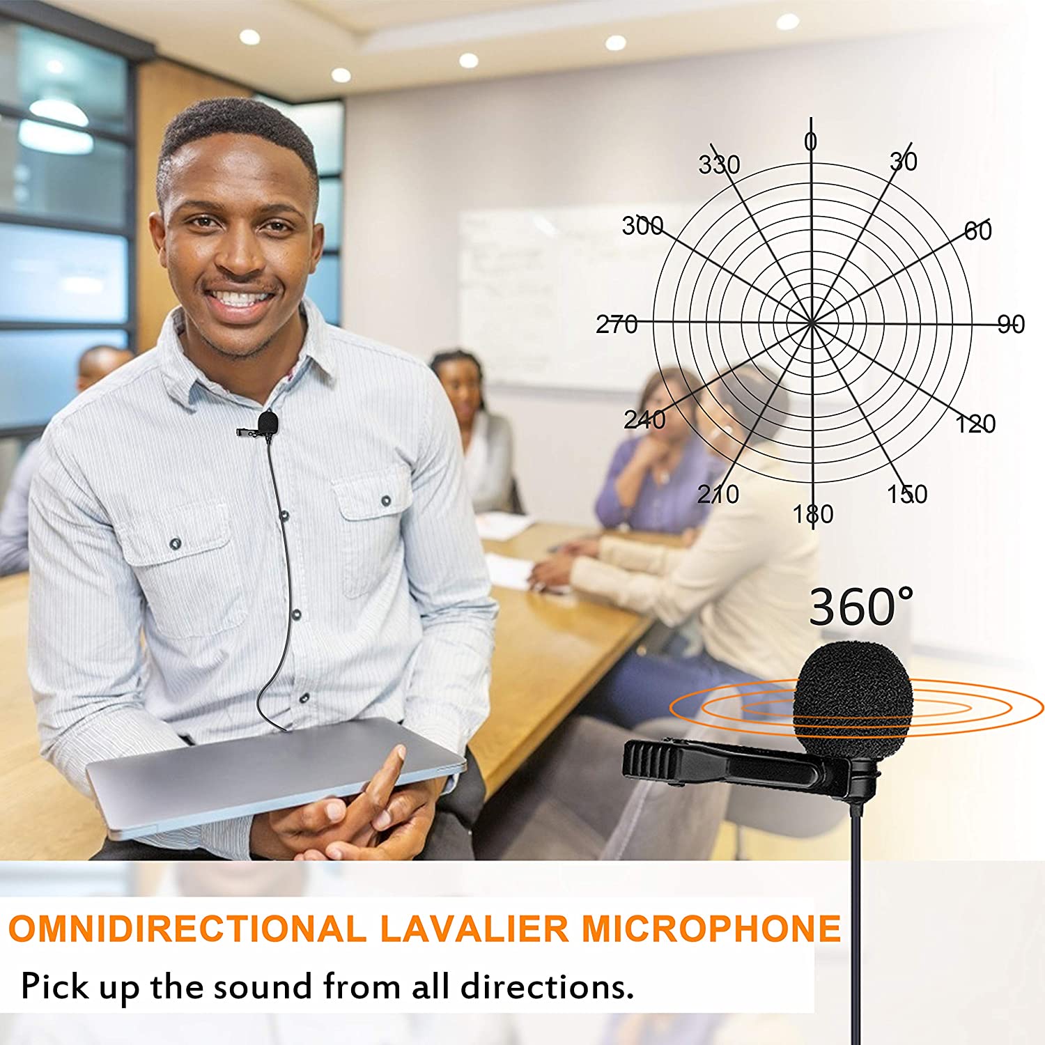 Comica CVM-SM-O1 Microfono lavalier per microfono wireless Microfono da bavero cablato omnidirezionale con fibbia di bloccaggio