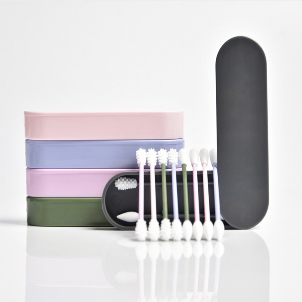 2 stk genanvendelige vatpinde øre rengøring kosmetiske silikone knopper vatpinde pinde til rengøring af makeup og touch-ups