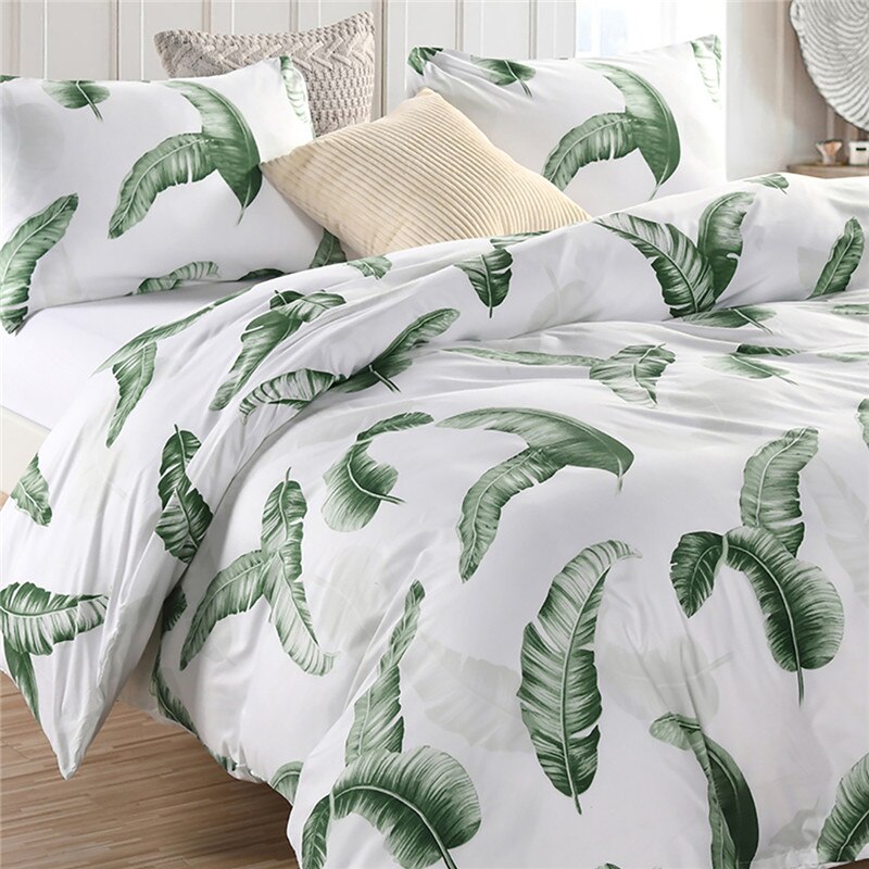 2 or 3 stk. tropisk palme blade sengetøjssæt, astronaut dynebetræk sæt med lynlås lukning , 1 dynebetræk , 1/2 pudebetræk