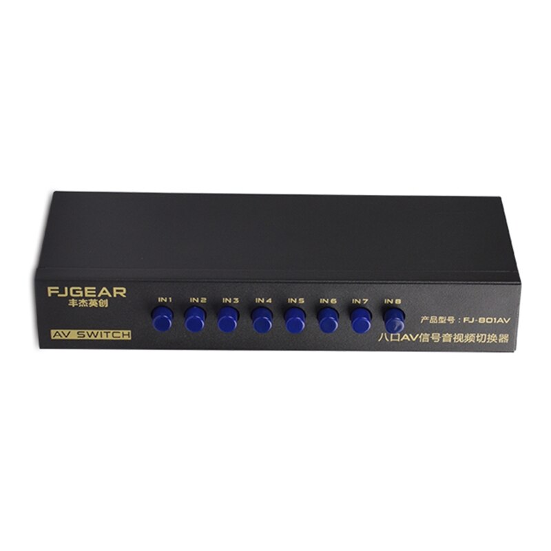 8-Weg Av Switch Rca Switcher 8 In 1 Out Composiet Video L/R Selector Box Voor Dvd