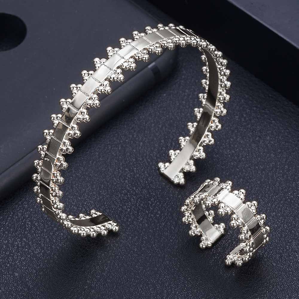 Luxe Unieke Dubai Armband Ring Set Sieraden Sets Voor Vrouwen Wedding Kubieke Zirkoon Crystal CZ Dubai Bruids Sieraden Set