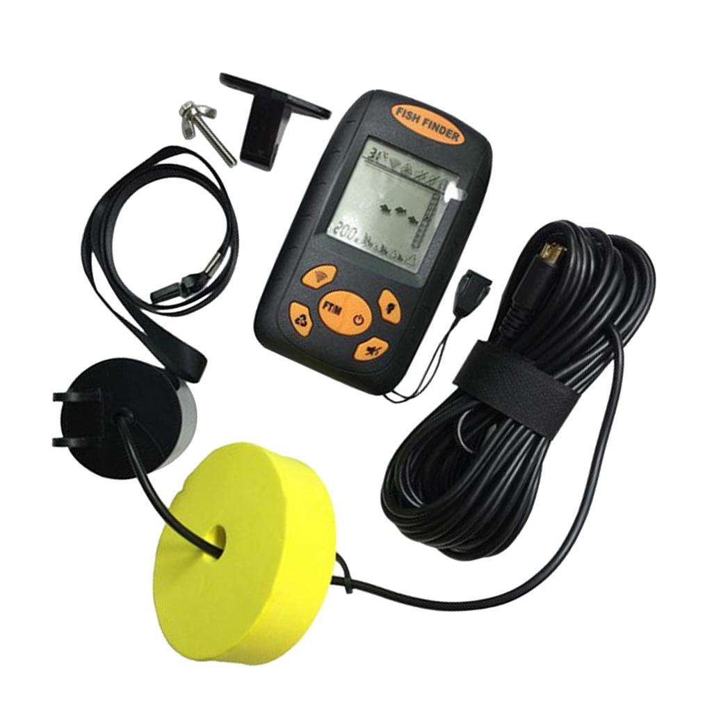 Wired Fish Finder Sonar Sensor Alarm Transducer LCD Display Digital Fish Depth Locator 328ft with Backlighting for Fishing