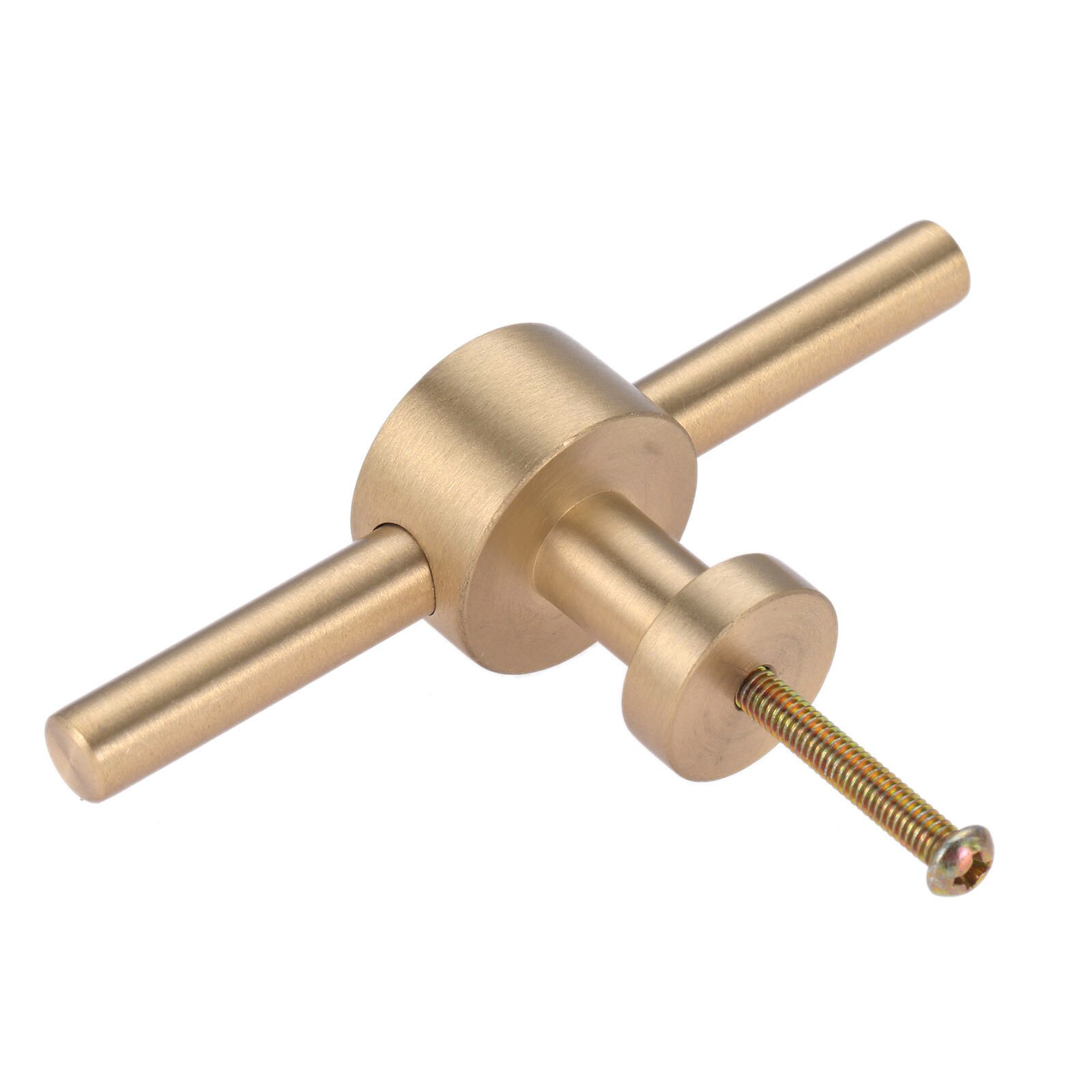 T Bar Knob Pure Copper Pull Handle with screw 90mm long Brushed Brass Golden Single Hole Door Cupboard Cabinet Drawer fitting