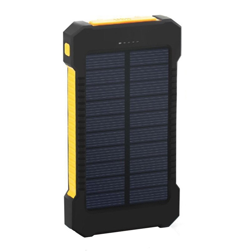 Voor Slimme Telefoon 20000mah Draagbare Zonne-energie Bank 20000mAh Externe Batterij DUAL Poorten Powerbank Oplader Mobiele Lader 40AUG23: Geel