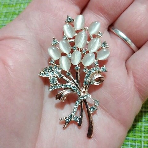 Opal-blumenbrosche, schmuckaccessoires, geburtstagsbrosche für damen, strassbrosche