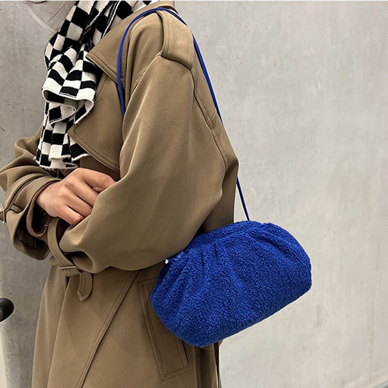 Damenhandtasche, kunstpelz-wolkentasche, Landstreicher-tasche, umhängetasche, damen-crossbody-tasche und handtaschen