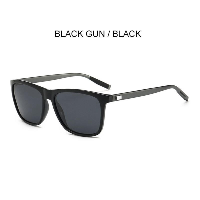 Simprect Gepolariseerde Zonnebril Mannen UV400 Bestuurder Spiegel Vierkante Zonnebril Retro Vintage Anti-Glare Zonnebril Voor Mannen: black gun-black