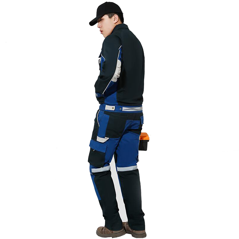 Men’s Work Jacket and Pants hi vis Reflective Workwear Suit Carpenters Work Sets Workwear Jacket Pants with Many Pockets