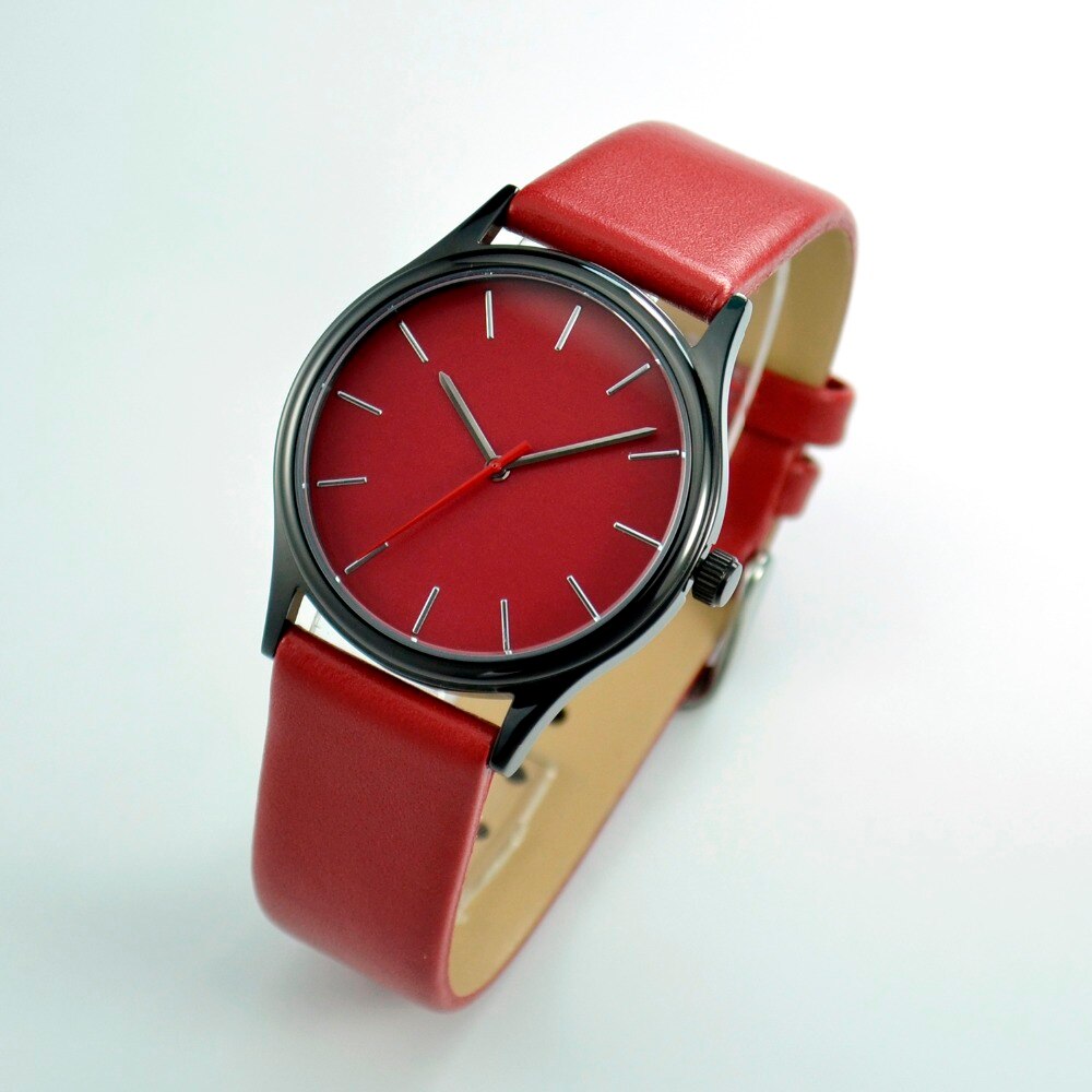 Montre rouge boîtier noir I montre pour femme I hommes montre I dans le monde entier