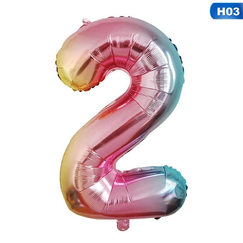 1 pc gradient farve digital ballon fødselsdag år fest bryllup dekoration oppustelig helium nummer ballon: 3