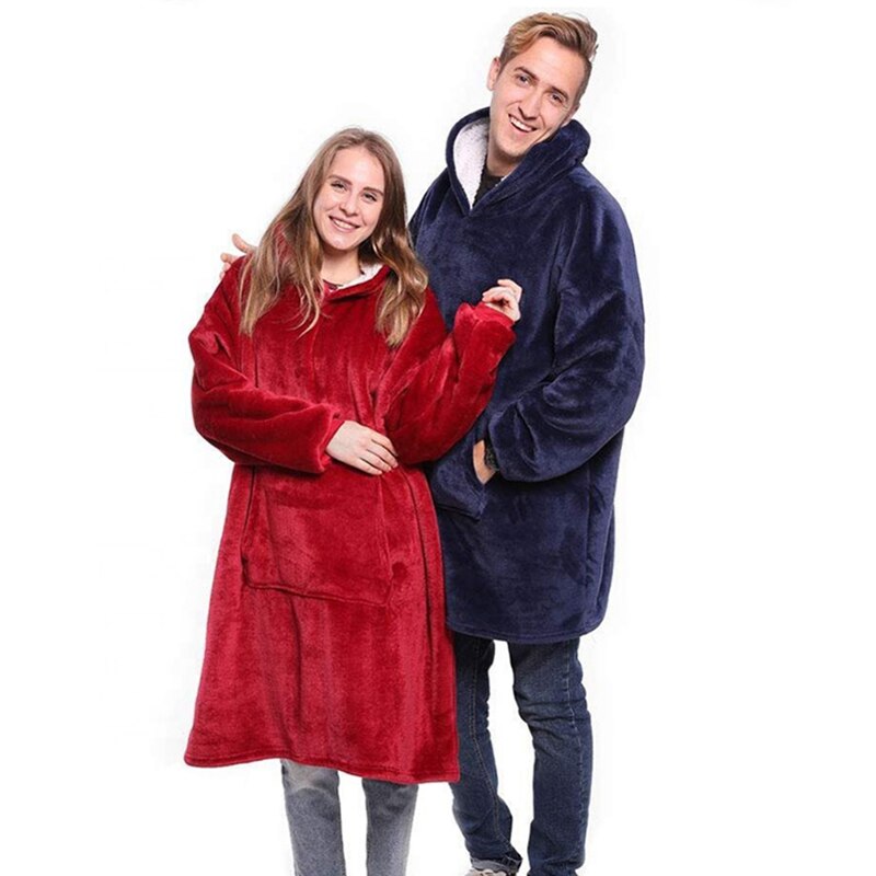 Winter Blanket with Sleeves Oversized Hoodie Fleece Warm Hoodies Sweatshirts Giant TV Blanket Hoody Robe