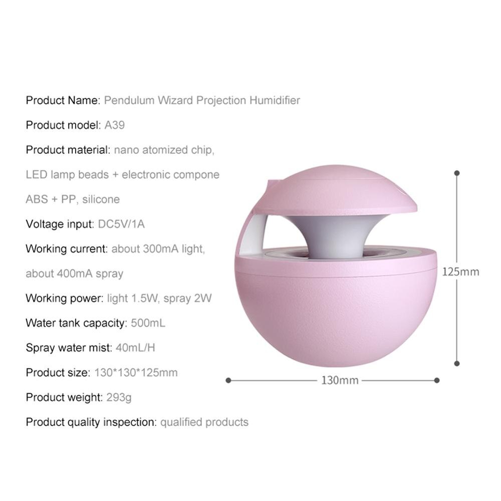 400ML Ultrasonic Air Humidifier Home Car Aroma Light Shimmer Projection Backlight 6in1 USB LED Humidifier Air Diffuser Purifier