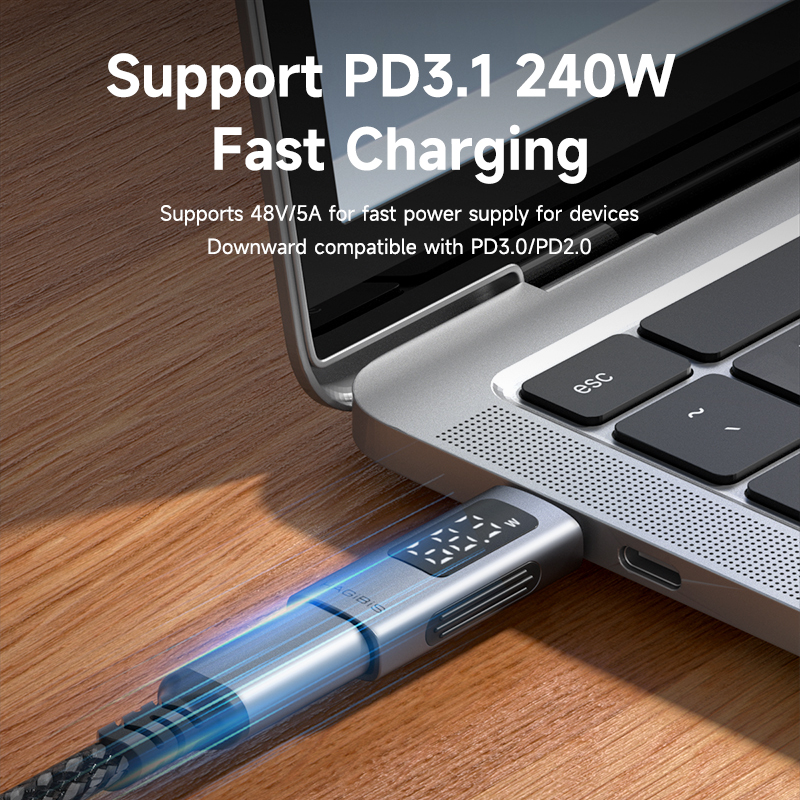 Hagibis LED Display 240W USB C Adapter Type C to USB C USB4 Connector 40Gbps 8K@60Hz for Thunderbolt 4/3 iPhone 15 16 Macbook