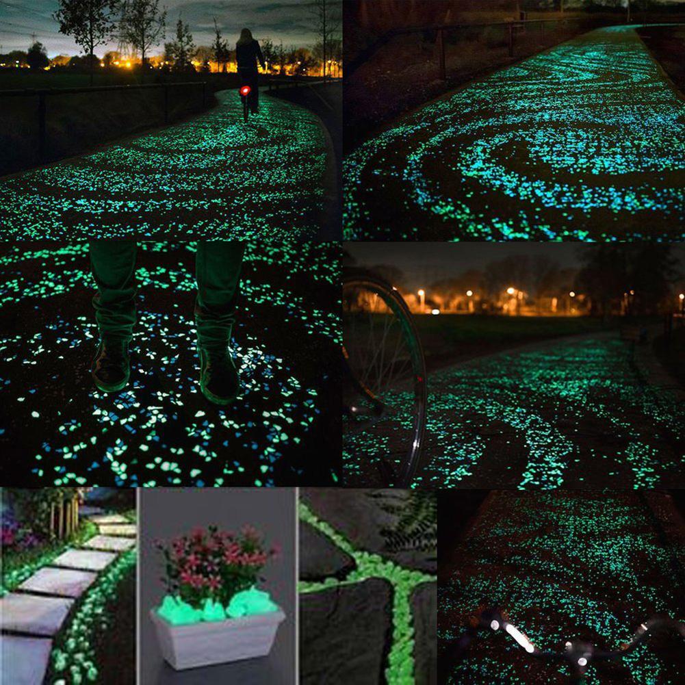 100/200Pcs Garden Pebbles Glow Stones Rocks for Walkways Garden Path Patio Lawn Garden Yard Decor Luminous stones