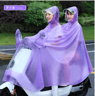 Moderigtigt regnfrakke dobbelt elektrisk motorcykeldæksel voksen batteri bil vandtæt batch vandtæt poncho vandretur regnfrakke: Lavendel
