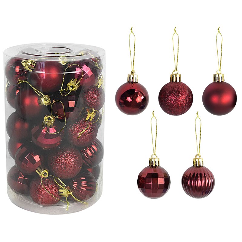 Boules de noël pour décoration de maison, 34 pièces mélangées, pendentifs en plastique, or et argent, fournitures de noël: D06