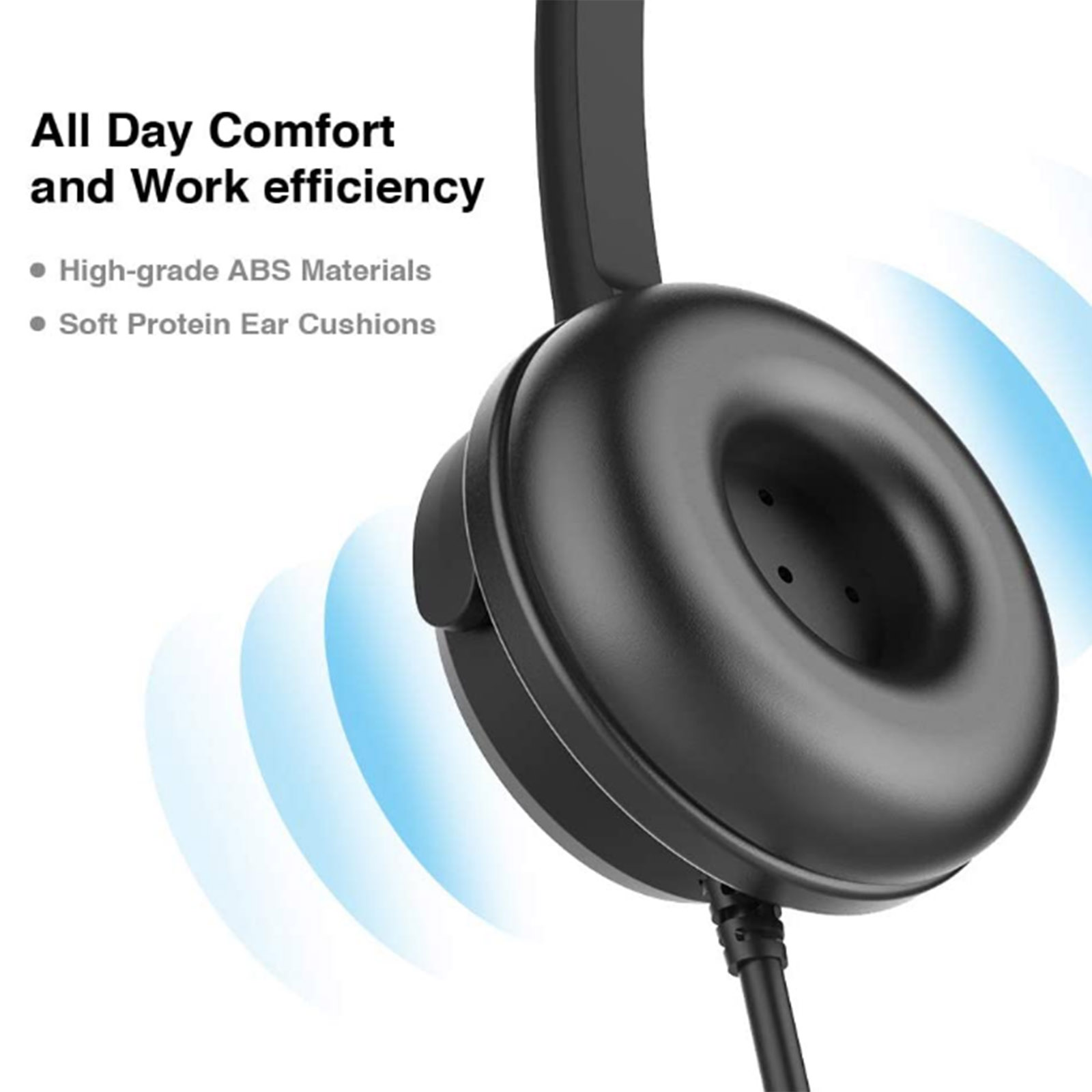 Single Ear Headset USB Headphones Head-mounted Computer Headphone Ear Call Center Headsets with in-Cord Volume Control
