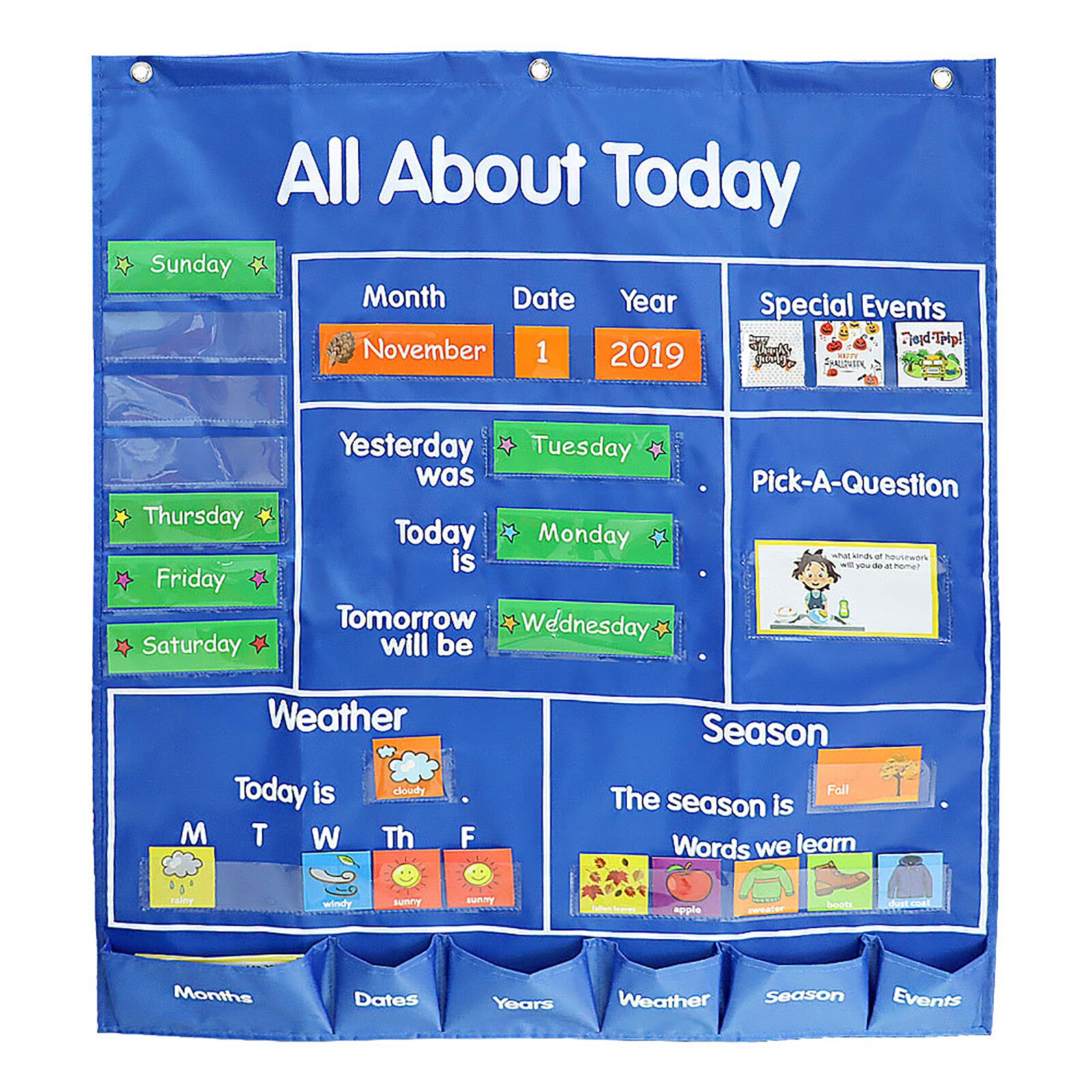 School Classroom Calendar Pocket Chart Wall Calendar &amp; Weather Chart with 117 Cards Teaching Tool Supplies, 25.75*33.75in: Type 2