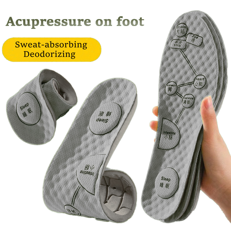 Palmilha de acupressão de pé masculino feminino macio respirável esportes almofada inserções absorvente de suor desodorante sola de sapato ortopédico