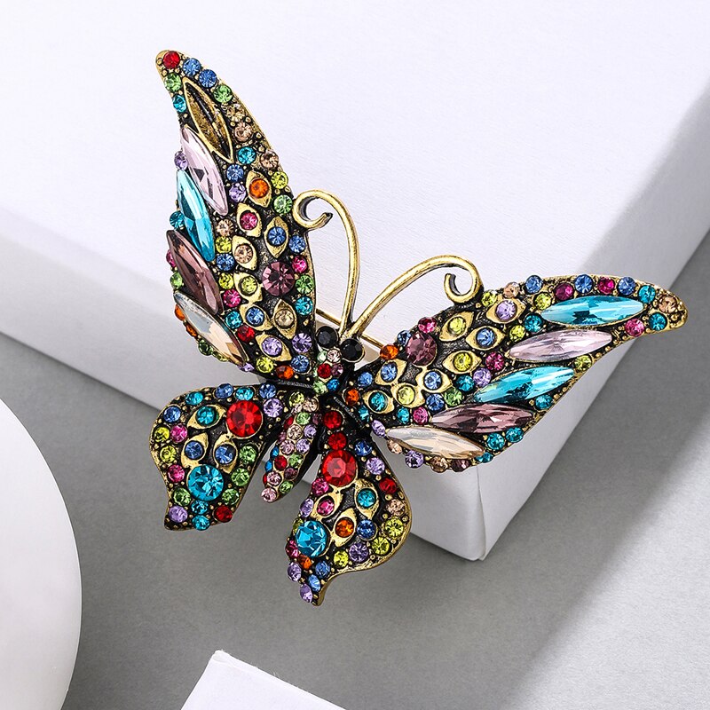 Weimanjingdian mærke smukke farver krystal sommerfugl broche nål til kvinder piger børn smykker
