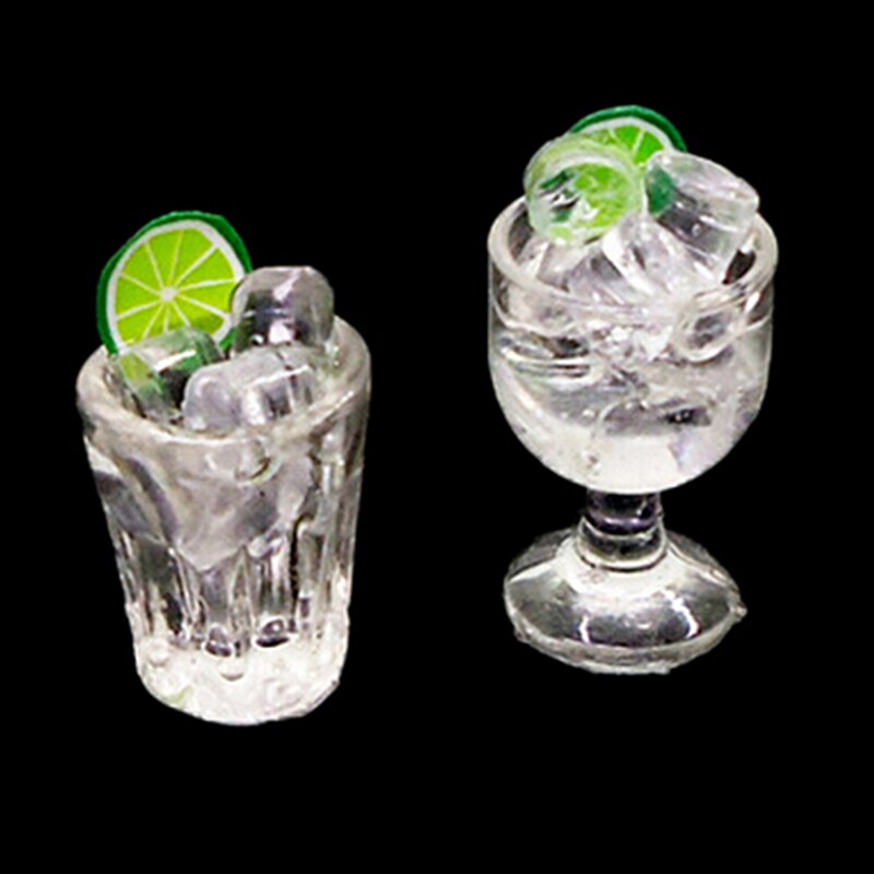 Mini Harz Puppenhaus Eis Zitrone Wasser Trinken Tasse Miniatur 1:12 Puppenhaus Zubehör Tassen Spielzeug Mini Dekoration: 1