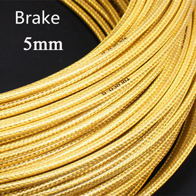 3m 5mm Weaving Line Bicycle Derailleur Brake Cable For Mountain Road Bike Cable Housing Tube Cycling Shifting Brake Wire: Brake Gold