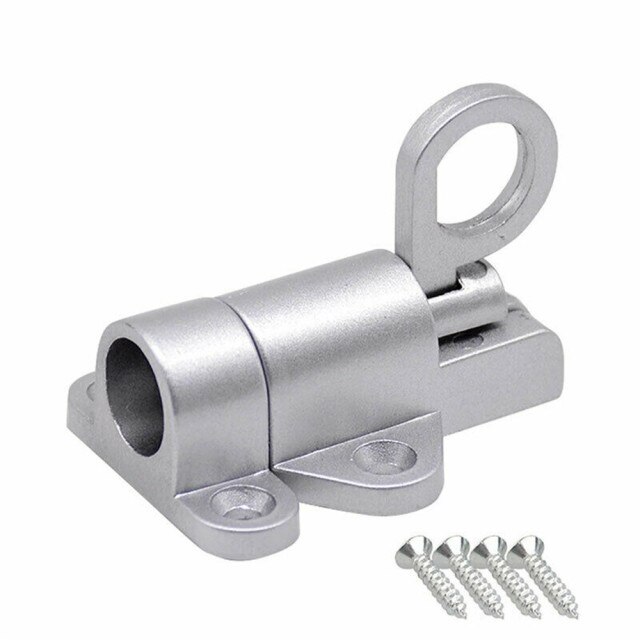 Aluminum Alloy Door Latch Lock Window Gate Security Pull Ring For Home Hardware Gate Safety Door Bolt Latch Lock Sliding Lock: Silver