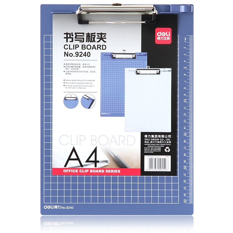 A4 Clipboard With Ruler PP Writing Pad Desk Document Folder Board School Office Stationery Binder Clip Board