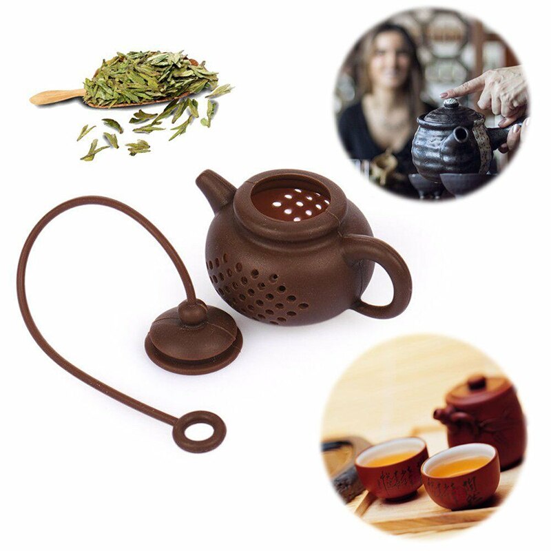 Tea Pot Shaped Tea Infuser Strainer Silicone Tea Bag Leaf Spice Filter Diffuser Foldable Tea Filter Kitchen Teaware