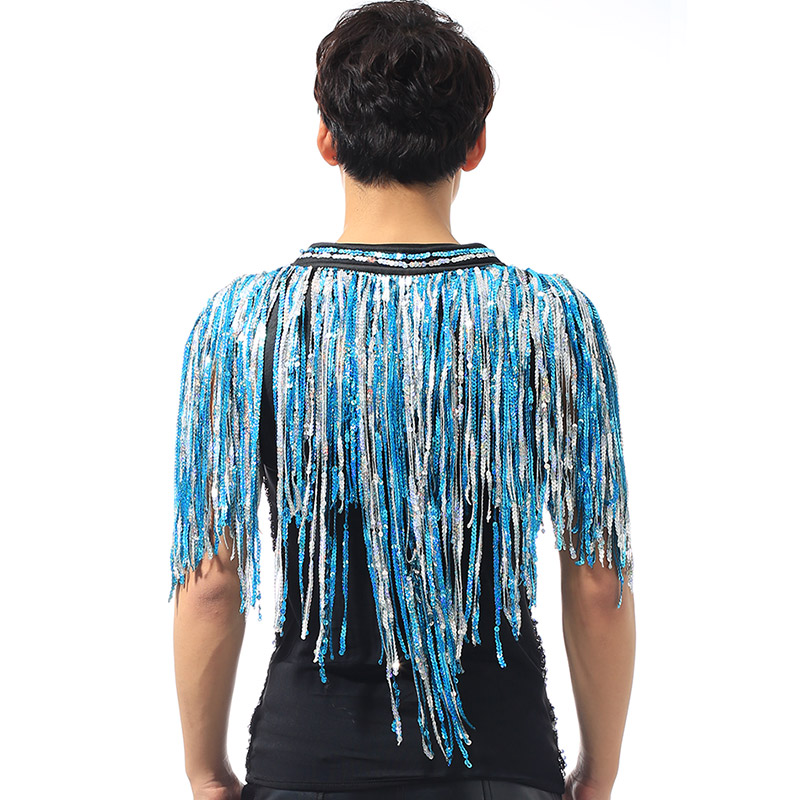 Beyonce Bar Singer DS Costume Men&#39;S Flash Drill Super Long Fringe Tassel Vest Jacket Men Rave Clothes Jazz Sequin Tops DNV10064